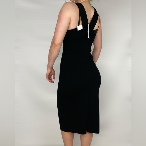 525 America NWT Ottoman Dress Ribbed Heavyweight MIDI‎ Square Neck Stretch - Picture 2 of 6